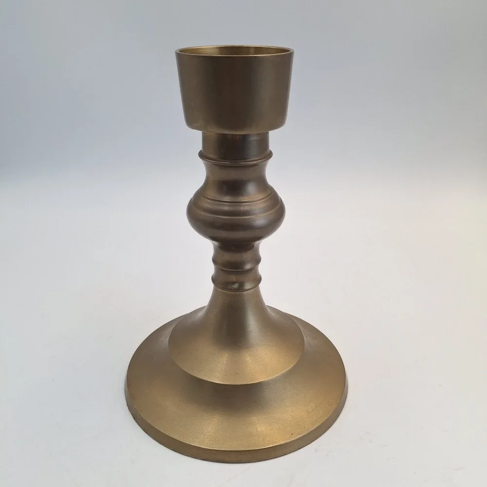 Vintage Solid Brass Candlestick Holder Heavy Taper Candle Stand Mid Century 6.5